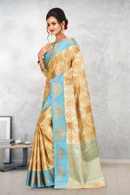 Beige Banarasi Art Silk Saree With Blouse 2