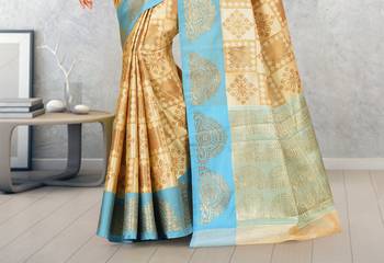 Beige Banarasi Art Silk Saree With Blouse 3