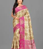 Light Beige Banarasi Art Silk Saree With Blouse