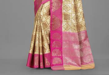 Light Beige Banarasi Art Silk Saree With Blouse 3