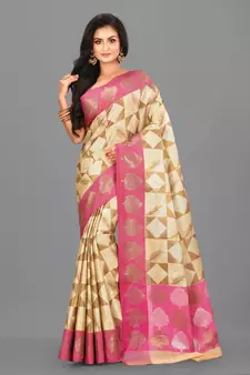 Beige Banarasi Art Silk Saree With Blouse