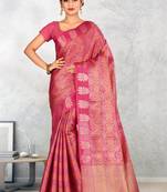 Rani Pink Banarasi Art Silk Saree With Blouse