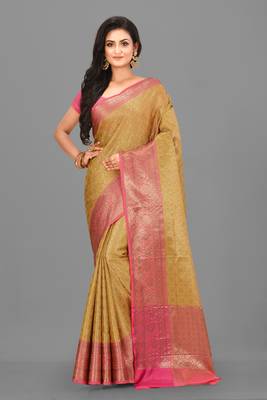 Mustard Banarasi Art Silk Saree With Blouse 1