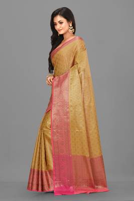 Mustard Banarasi Art Silk Saree With Blouse 2