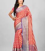 Peach Banarasi Art Silk Saree With Blouse