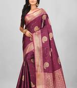 Magenta Banarasi Art Silk Saree With Blouse