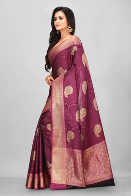 Magenta Banarasi Art Silk Saree With Blouse 2