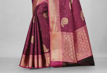 Magenta Banarasi Art Silk Saree With Blouse 3