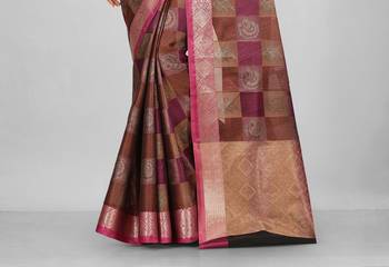 Brown Banarasi Art Silk Saree With Blouse 3