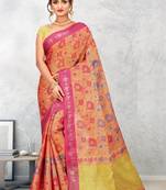 Orange Banarasi Art Silk Saree With Blouse