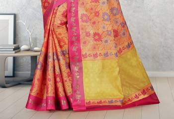 Orange Banarasi Art Silk Saree With Blouse 3