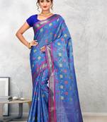 BlueBanarasi Art Silk Saree With Blouse