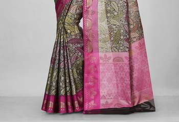 Green Banarasi Art Silk Saree With Blouse 3