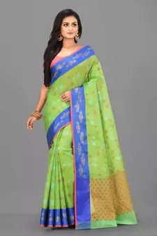 Green Banarasi Art Silk Saree With Blouse