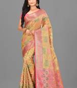 Beige Zari Kota Doria Art Silk Saree With Blouse