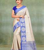 Silver Banarasi Brocade Art Silk Saree With Blouse