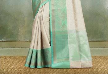 Silver Banarasi Brocade Art Silk Saree With Blouse 3