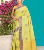 Light Green Banarasi Tanchoi Art Muslin Silk Saree With Blouse