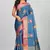 Teal Banarasi Tanchoi Art Muslin Silk Saree With Blouse