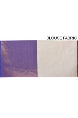 Beige and Navy Blue Kanchipuram Art Silk Saree With Blouse 4