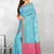 Blue Banarasi Supernet Blended Cotton Saree With Blouse
