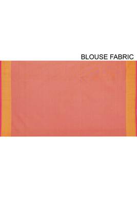 Peach Banarasi Supernet Blended Cotton Saree With Blouse 4
