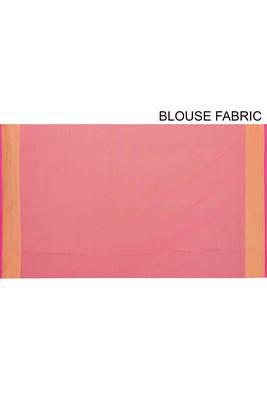 Peach Banarasi Supernet Blended Cotton Saree With Blouse 4