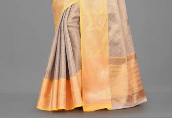 Beige Banarasi Brocade Art Silk Saree With Blouse 3