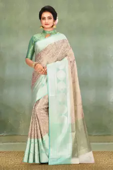 Gold Banarasi Brocade Art Silk Saree With Blouse