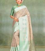 Gold Banarasi Brocade Art Silk Saree With Blouse