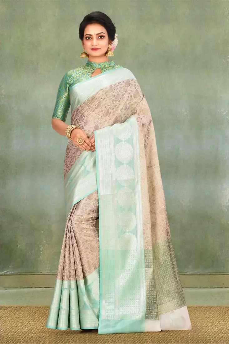 Gold Banarasi Brocade Art Silk Saree With Blouse