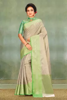 Light Gold Banarasi Brocade Art Silk Saree With Blouse