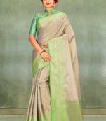 Light Gold Banarasi Brocade Art Silk Saree With Blouse