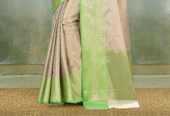 Light Gold Banarasi Brocade Art Silk Saree With Blouse 3
