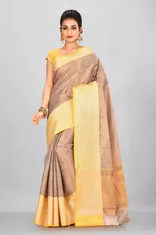 Antique Gold Banarasi Brocade Art Silk Saree With Blouse