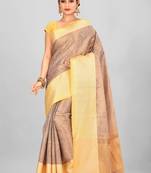 Antique Gold Banarasi Brocade Art Silk Saree With Blouse