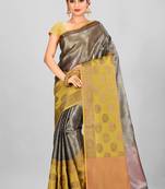 Grey Banarasi Brocade Art Silk Saree With Blouse