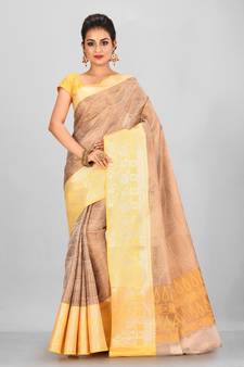 Peach Banarasi Brocade Art Silk Saree With Blouse