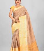 Peach Banarasi Brocade Art Silk Saree With Blouse