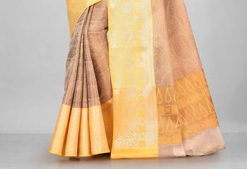 Peach Banarasi Brocade Art Silk Saree With Blouse 3