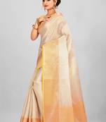 Silver Banarasi Brocade Art Silk Saree With Blouse