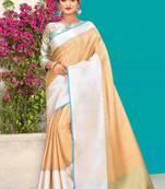 Beige Banarasi Brocade Art Silk Saree With Blouse