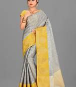 Grey Banarasi Brocade Art Silk Saree With Blouse