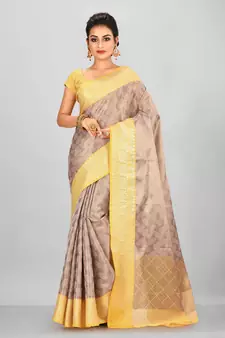 Antique Gold Banarasi Brocade Art Silk Saree With Blouse