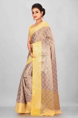 Antique Gold Banarasi Brocade Art Silk Saree With Blouse 2
