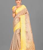 Antique Gold Banarasi Brocade Art Silk Saree With Blouse