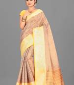 Peach Banarasi Brocade Art Silk Saree With Blouse