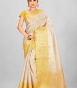 Silver Banarasi Brocade Art Silk Saree With Blouse