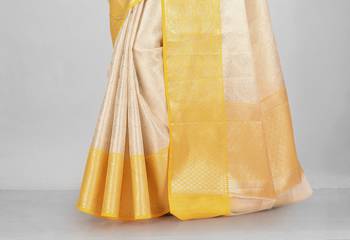 Silver Banarasi Brocade Art Silk Saree With Blouse 3