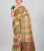 Multicolor Banarasi Cotton Silk Saree With Blouse